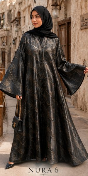 NURA 6 SATIN SILK JACQUARD ABAYA