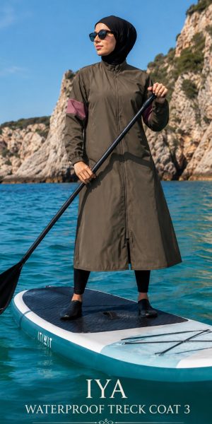 Ultra-Lightweight Longline Waterproof  Trail Zipper coat[ dark olive ]