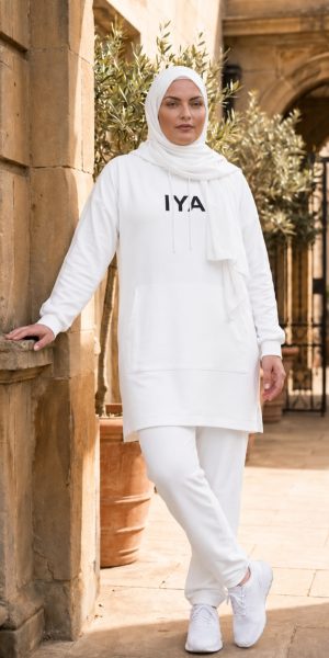 IYA Modest Cotton Travel & Leisure Tracksuit [ full white ]