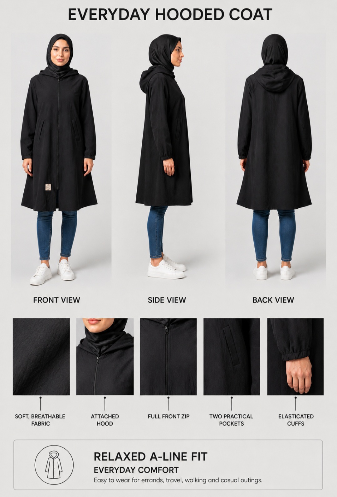 EVERYDAY IYA ESSENTIAL HOODED COAT - Image 2
