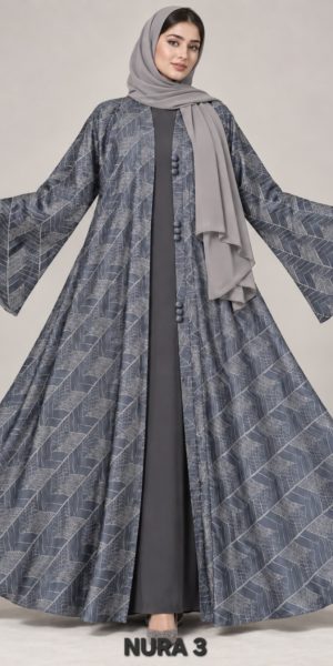 NURA 3 SATIN SILK JACQUARD ABAYA
